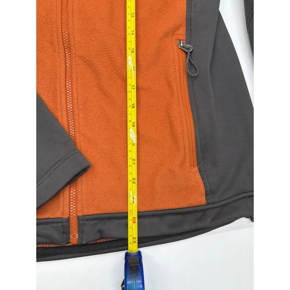 The‎ North Face Mens Full Zip Fleece Jacket Orange Grey Softshell Overlay Small